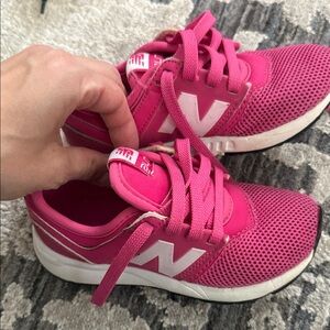New Balance Kids Hot Pink Lace-Up Sneakers with White Logo